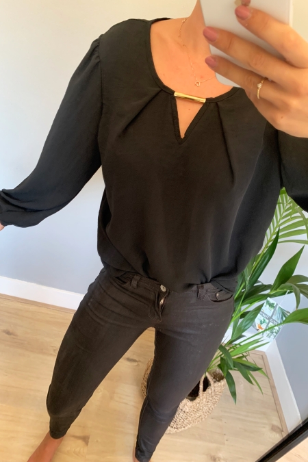 Anna Blouse Zwart
