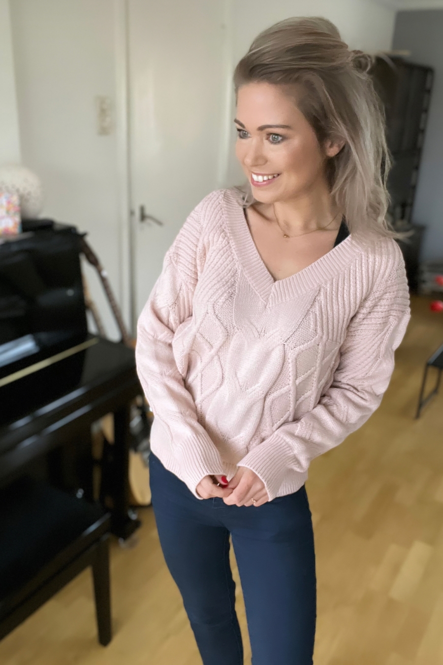 Braided Pink Sweater