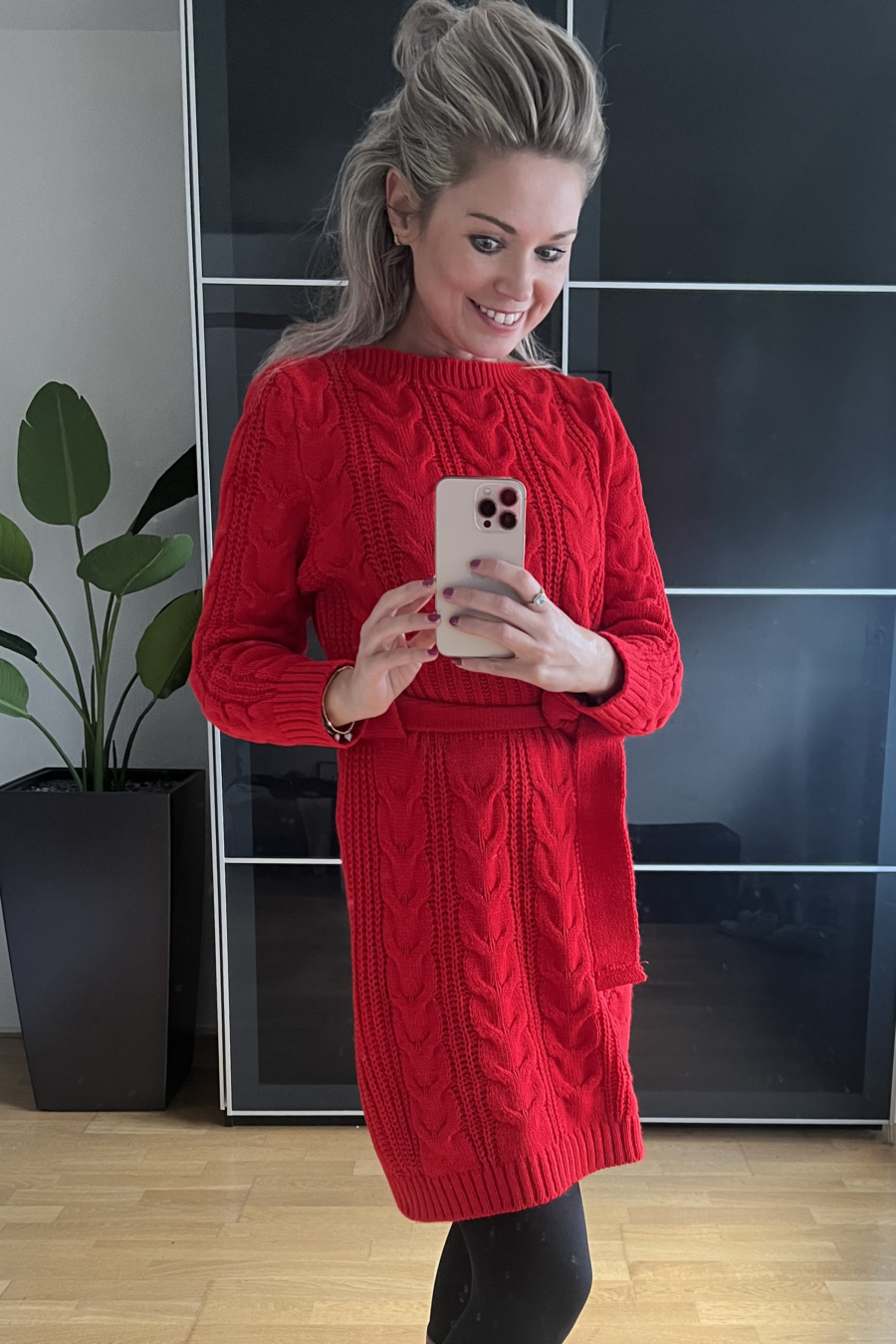 Gebreide jurk rood