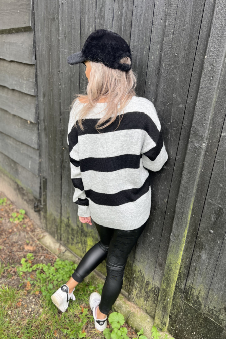 oversized grijs gestreepte trui