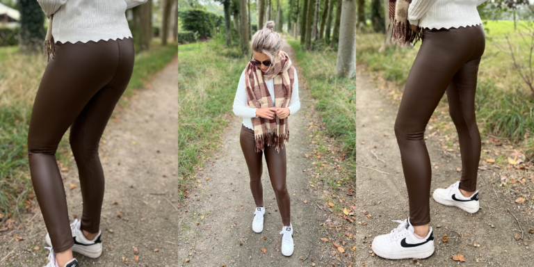 bruine leren legging stylen