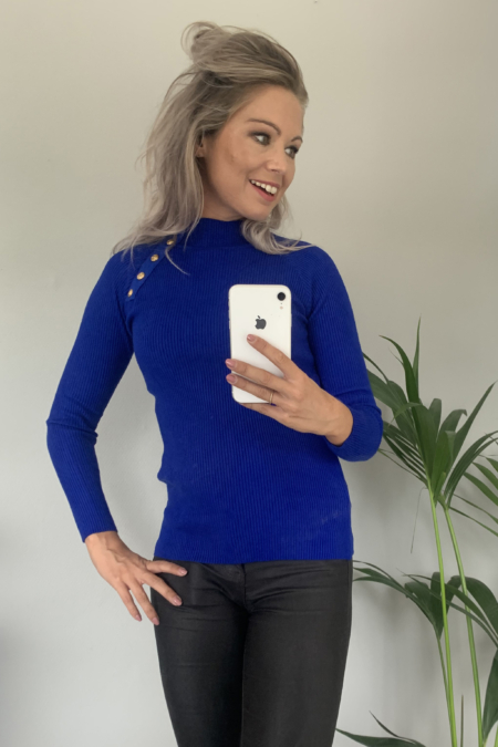 Blauwe top met lange mouwen