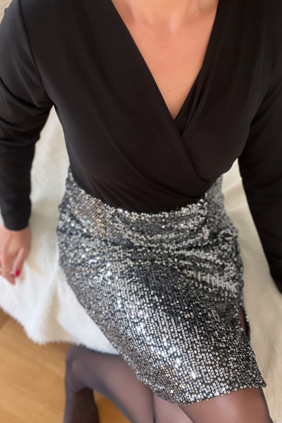 Glitterjurk met lange mouwen