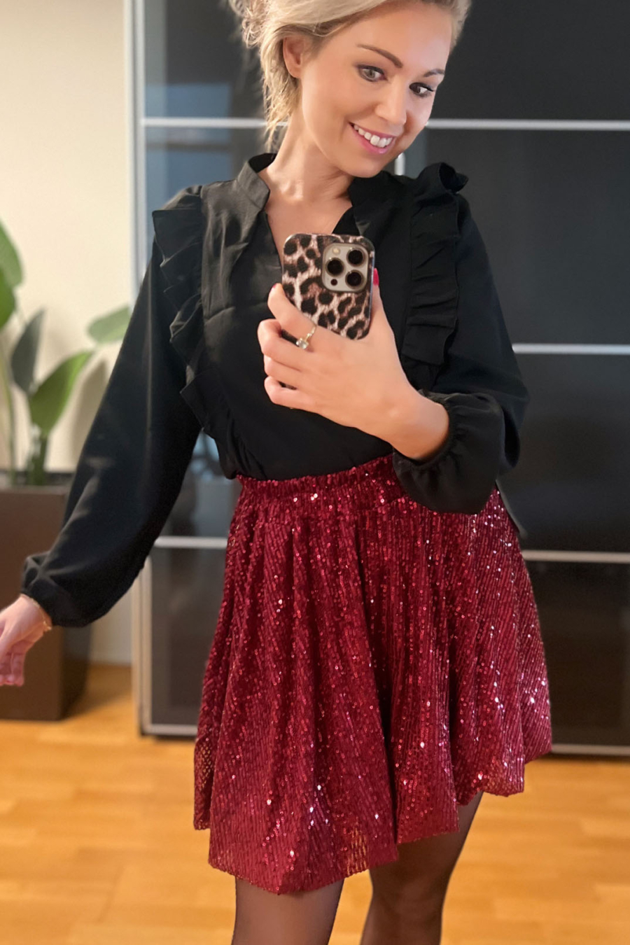 glitter rok rood