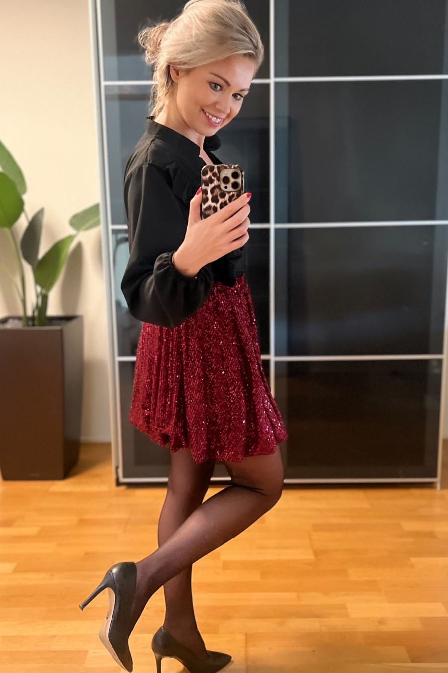 pailetten rok rood