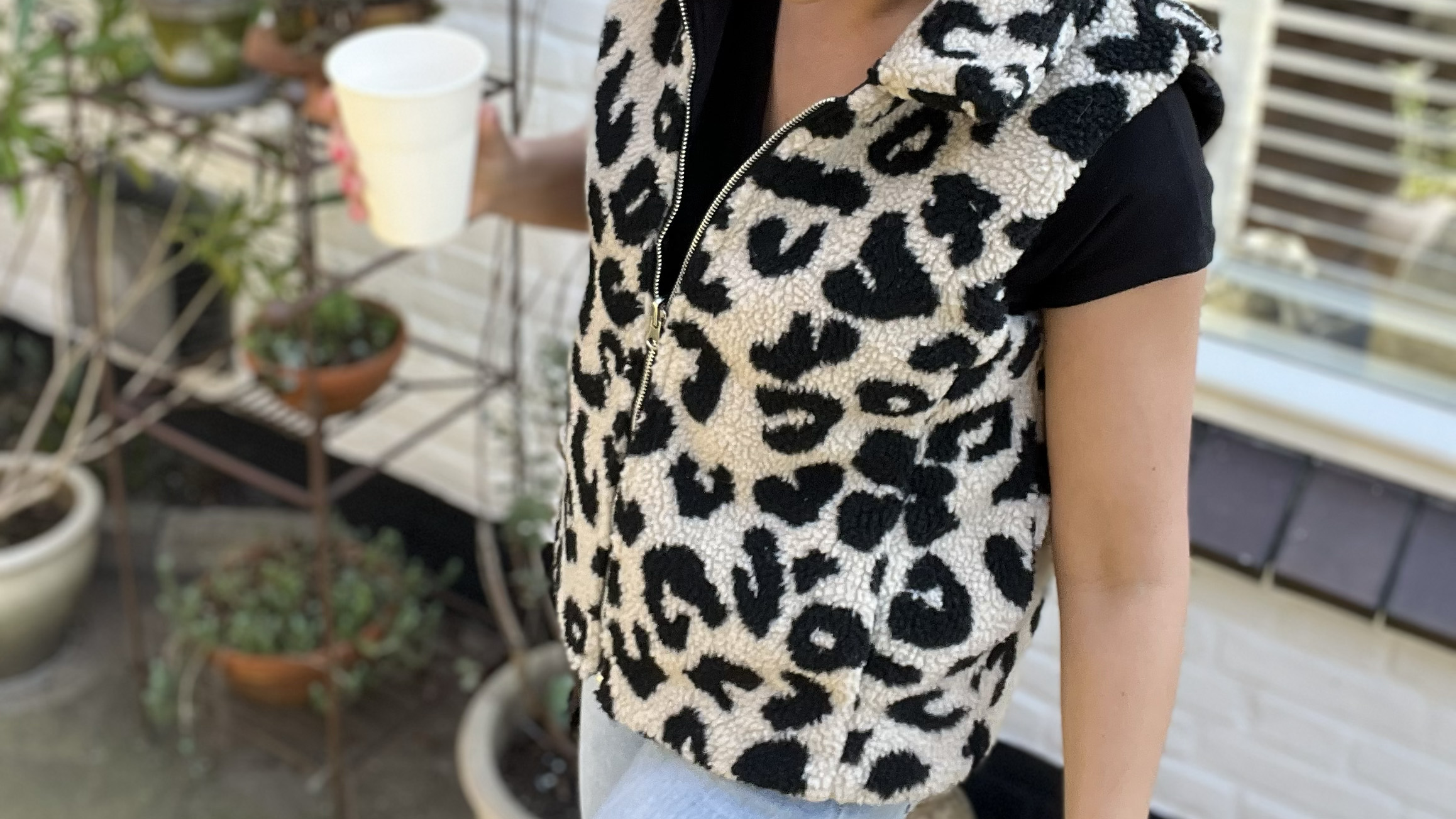 Teddy gilet in de lente
