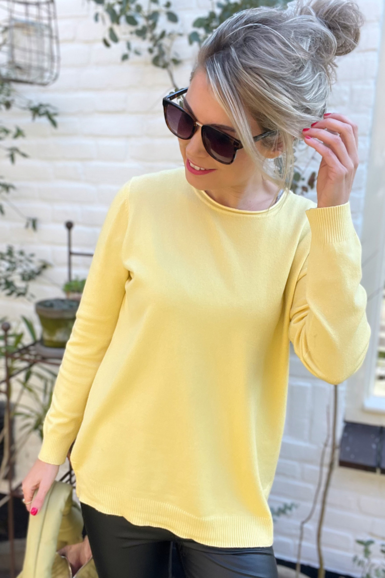 gele trui dames
