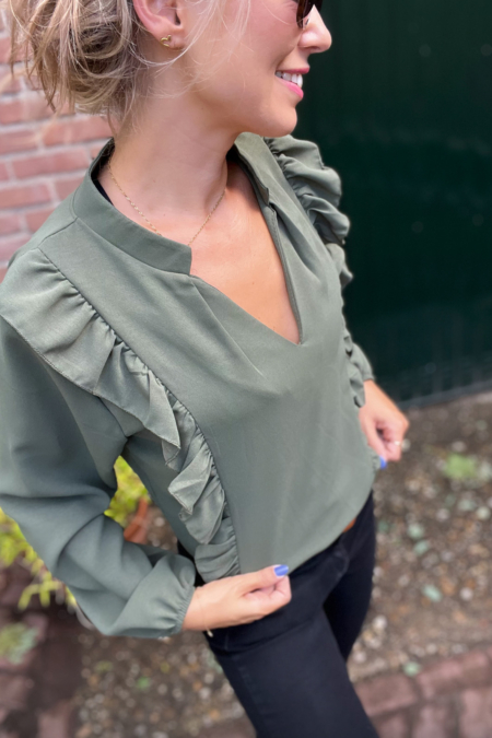 Olijfgroene blouse